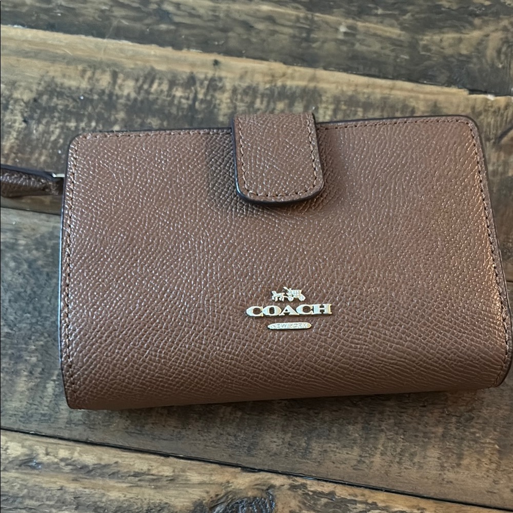 Coach Brown Leather Wallet with Signature Design